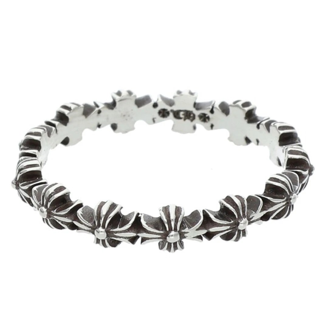 CHROME HEARTS TINY E CH PLS BAND ECH PLUS SILVER RING: Chrome Hearts TINY E CH PLS BAND ECH Plus Silver Ring Brand: Chrome Hearts Type/Style: Ring Material: 925 Silver Color: silver Size: US Size 19 Accessories: None Accessories Notice: When purchasing