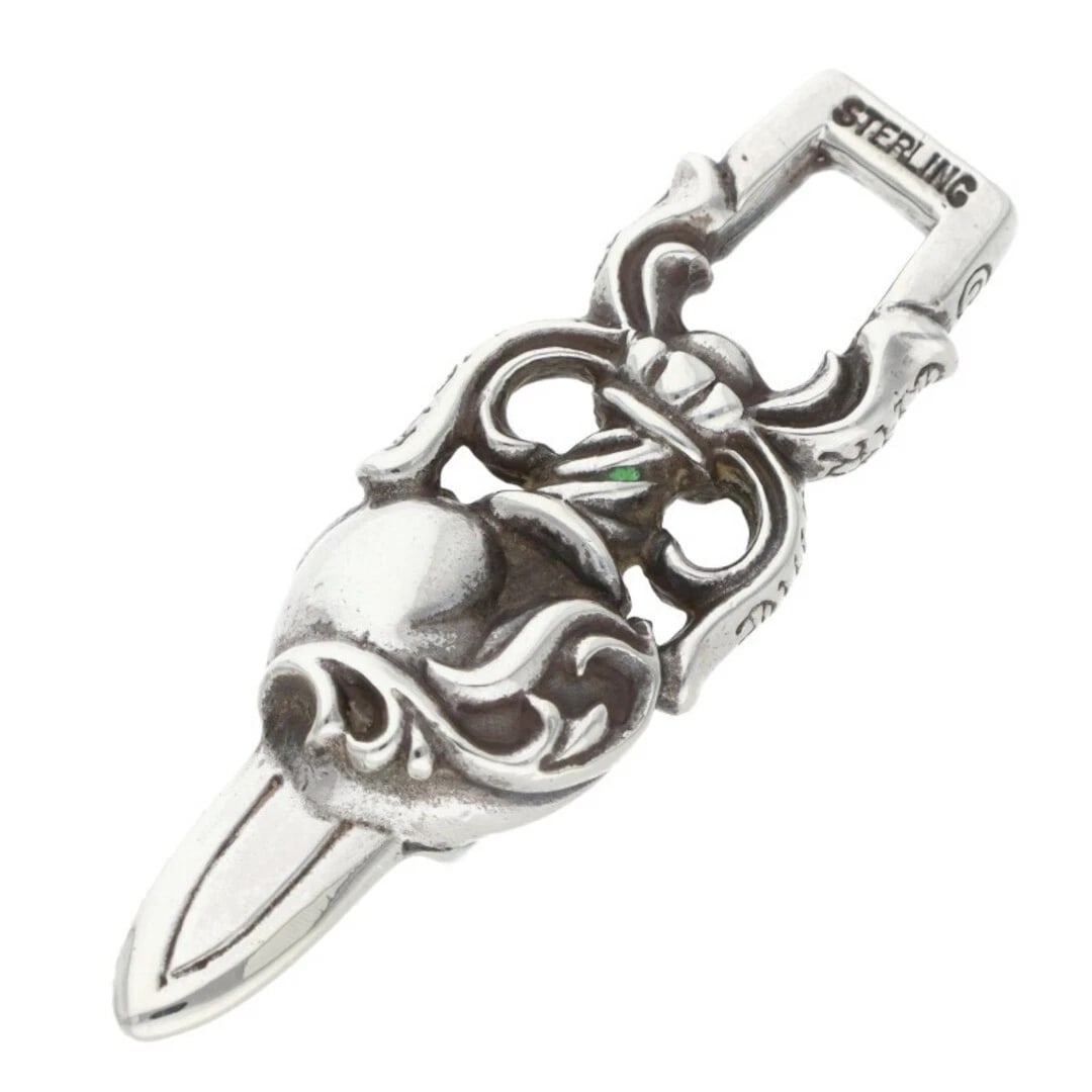 CHROME HEARTS DAGGER HEART PENDANT SILVER NECKLACE TOP: Chrome Hearts DAGGER HEART Pendant Silver Necklace Top Brand: Chrome Hearts Type/Style: Necklace Material: 925 Silver Color: silver Size: Vertical 4.1cm Accessories: None Accessories Notice: When