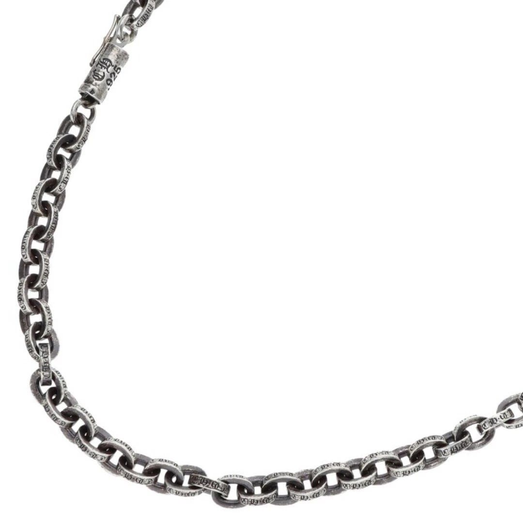 CHROME HEARTS PAPER CHAIN SILVER NECKLACE: Chrome Hearts PAPER CHAIN Silver Necklace Brand: Chrome Hearts Type/Style: Necklace Material: 925 Silver Color: silver Size: total length 76.5cm Accessories: None Accessories Notice: When purchasing