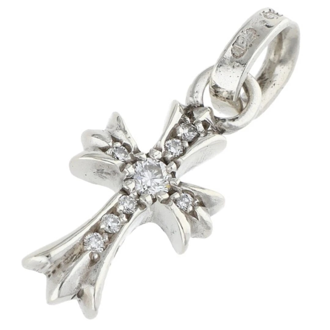 CHROME HEARTS BABY FAT PAVE DIAMOND CHARM SILVER NECKLACE: Chrome Hearts Baby Fat Pave Diamond Charm Silver Necklace Brand: Chrome Hearts Type/Style: Necklace Material: 925 Silver Color: silver Size: W 0.9cm,V 2.3cm Accessories: None Accessories N