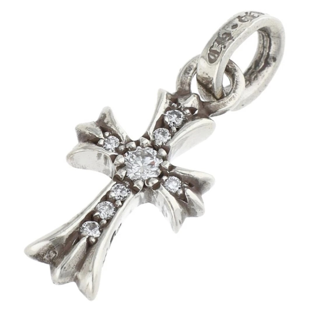 CHROME HEARTS P DMND BABY FAT PAVE DIAMOND CHARM SILVER NECKLACE: Chrome Hearts P DMND Baby Fat Pave Diamond Charm Silver Necklace Brand: Chrome Hearts Type/Style: Necklace Material: 925 Silver Color: silver Size: vertical 2.3cm Accessories: None Accesso