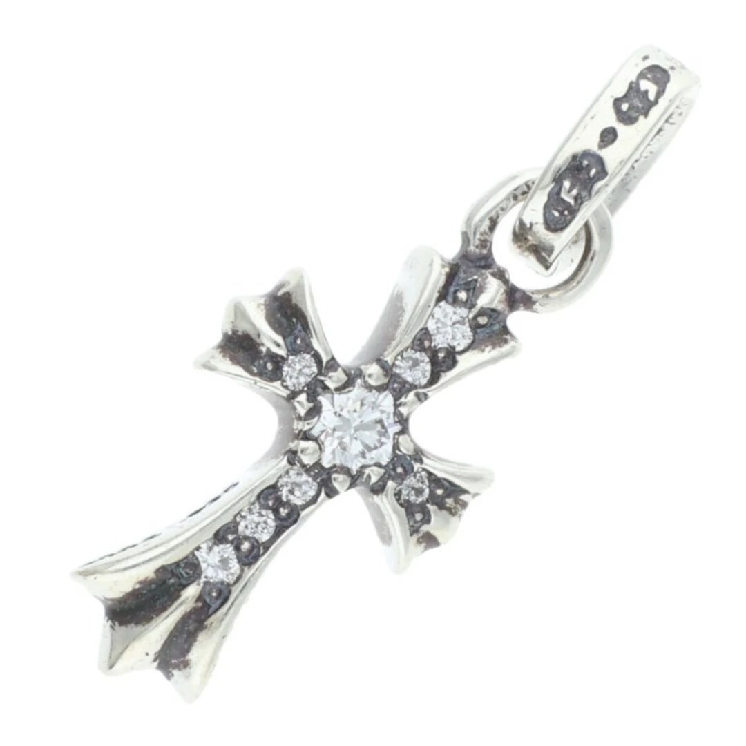 CHROME HEARTS P DMND BABY FAT PAVE DIAMOND CHARM SILVER NECKLACE: Chrome Hearts P DMND Baby Fat Pave Diamond Charm Silver Necklace Brand: Chrome Hearts Type/Style: Necklace Material: 925 Silver Color: silver Size: 2.4cm vertical Accessories: None Accesso