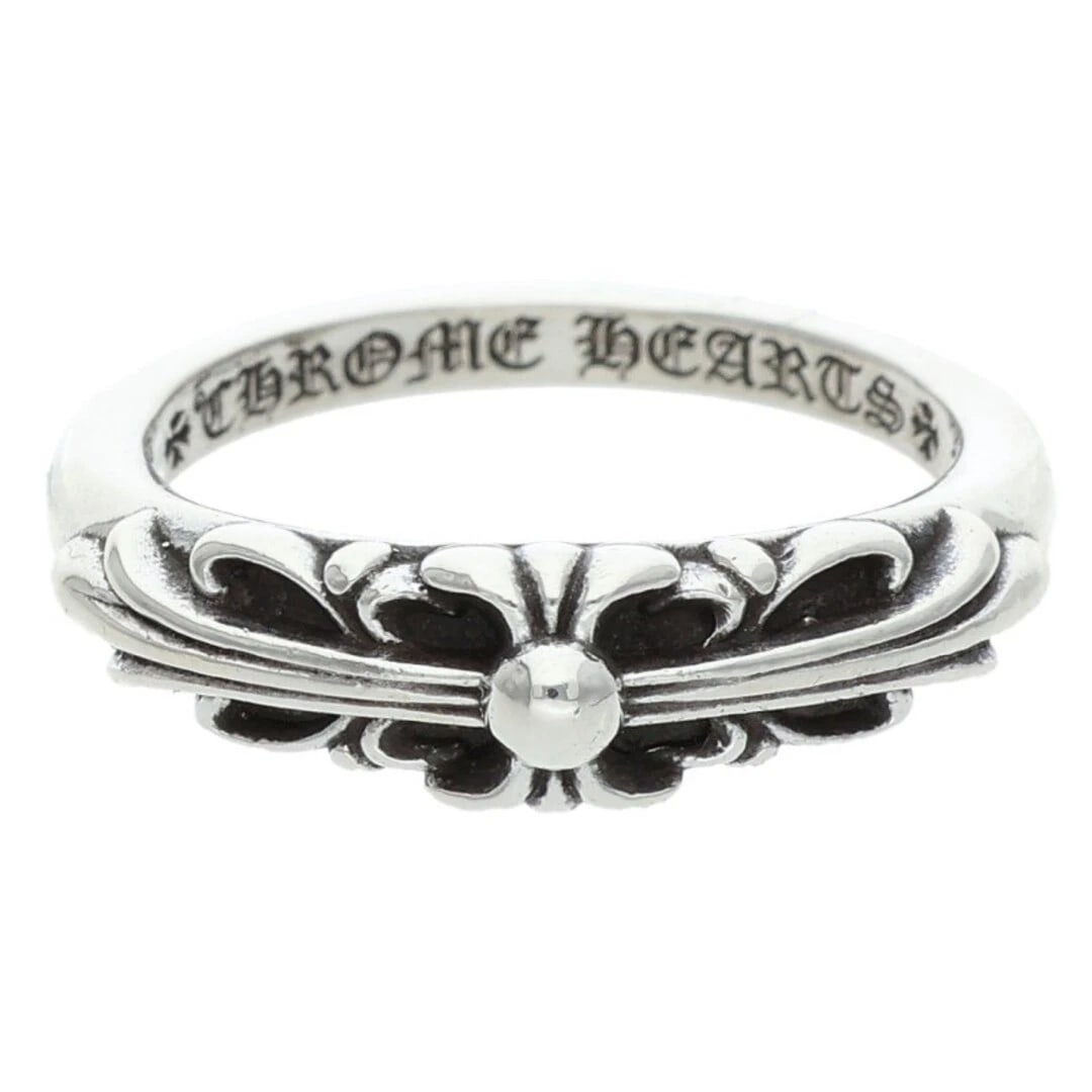 CHROME HEARTS BABY CLASSIC FLORAL CROSS SILVER RING: Chrome Hearts BABY Classic Floral Cross Silver Ring Brand: Chrome Hearts Type/Style: Ring Material: 925 Silver Color: silver Size: US Size 16.5 Accessories: None Accessories Notice: When purchasing