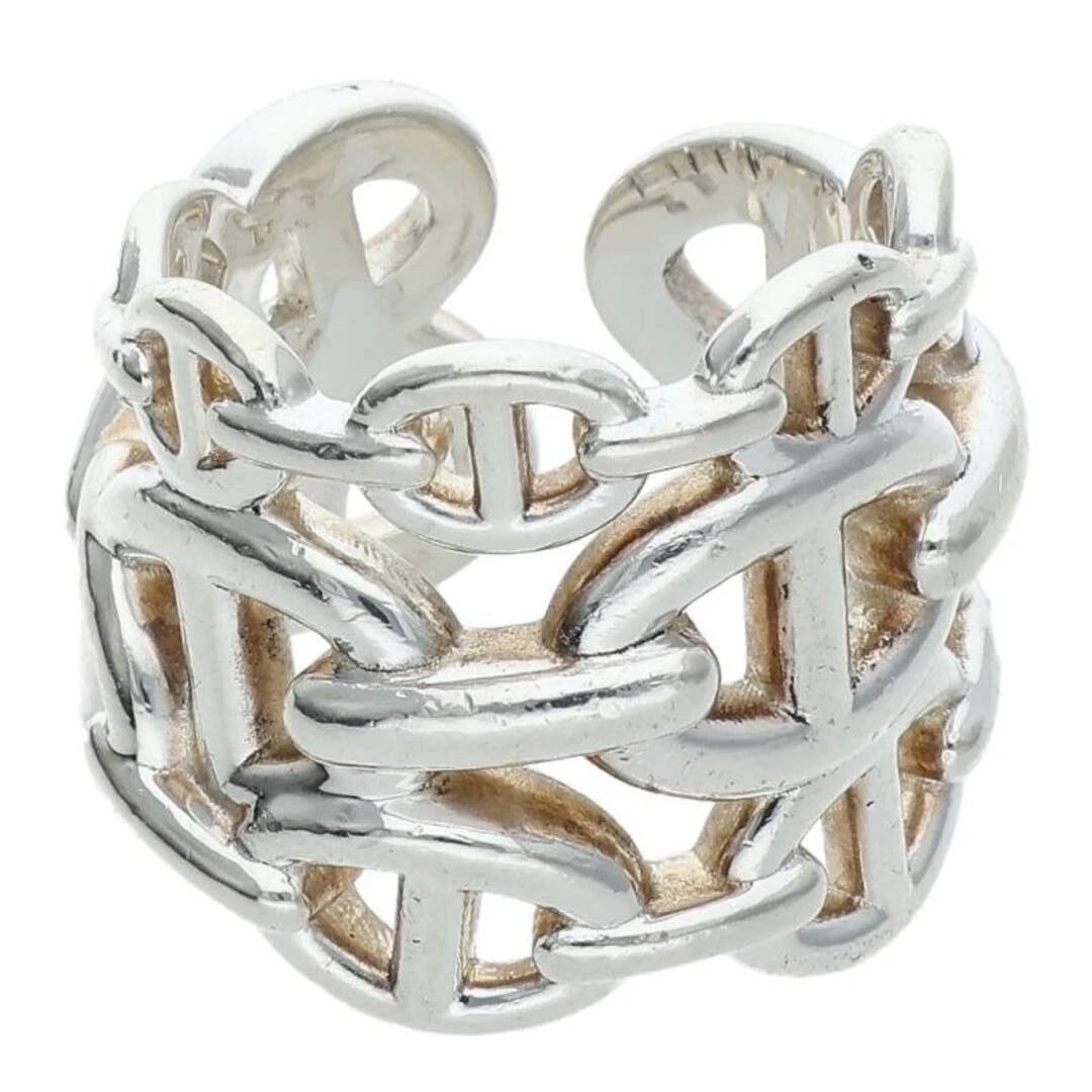 HERMES CHAINE D'ANCRE ENCHAINEE ANCHENE SILVER RING: Hermes Chaine d'Ancre Enchainee Anchene Silver Ring Brand: HERMES Type/Style: Ring Material: 925 Silver Color: silver Size: US Size 11 Accessories: None Accessories Notice: When purchasing pre-owned