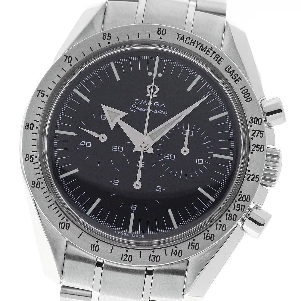 OMEGA SPEEDMASTER FIRST REPLICA CHRONOGRAPH HAND WINDING WATCH: OMEGA Speedmaster First Replica Chronograph Hand Winding Watch Brand: OMEGA Type/Style: Wristwatch Material: Band Material Stainless Steel, Case Material Stainless Steel Color: Band Color Silver,