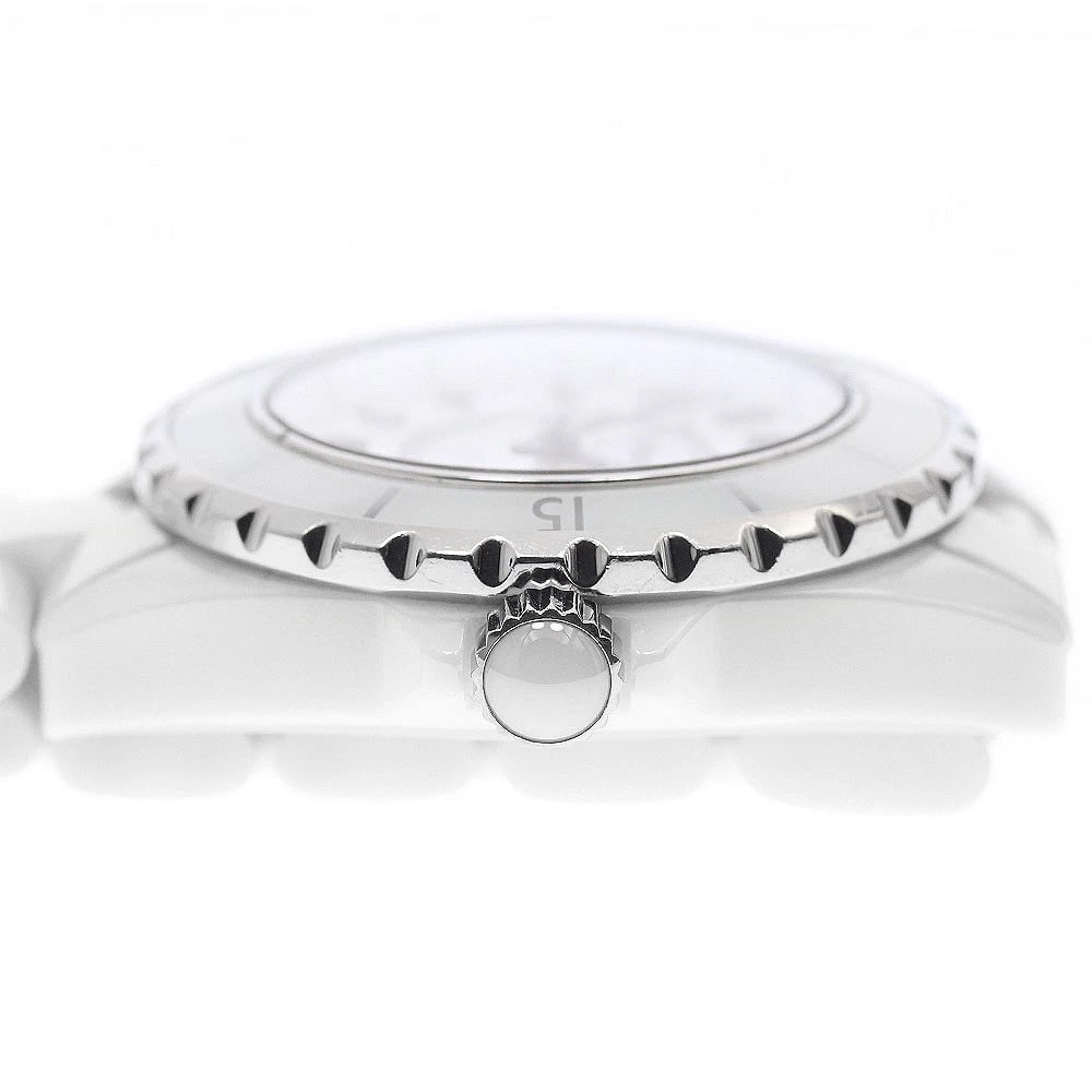 CHANEL J12 WHITE CERAMIC DATE WHITE DIAL QUARTZ WATCH - 4