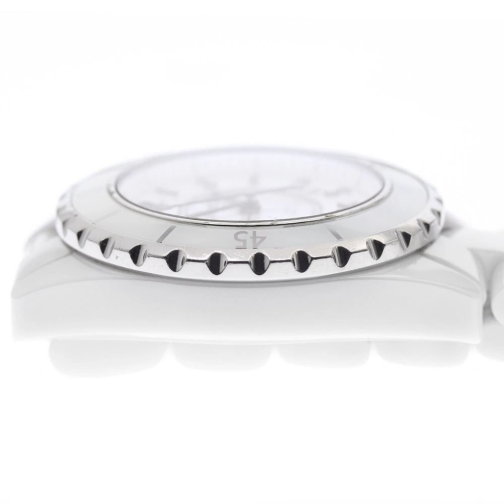 CHANEL J12 WHITE CERAMIC DATE WHITE DIAL QUARTZ WATCH - 5