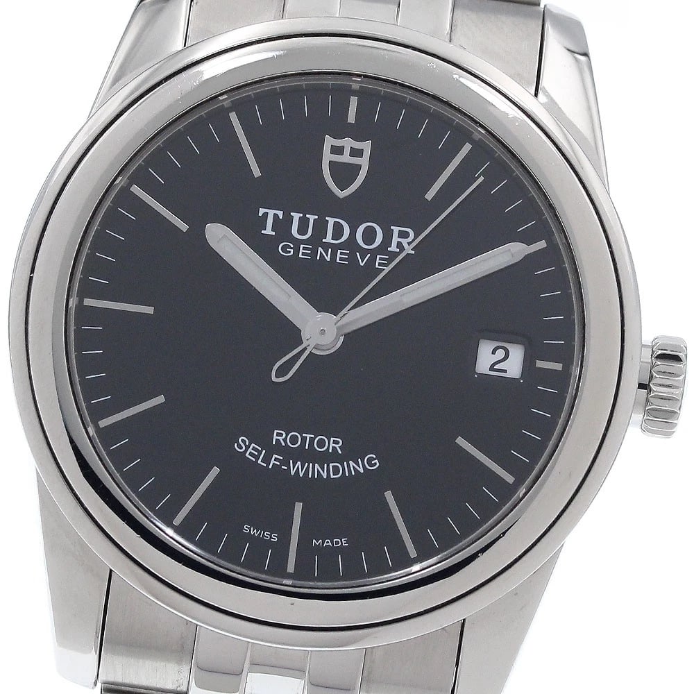 TUDOR GLAMOUR DATE BLACK DIAL AUTOMATIC WATCH: TUDOR Glamour Date Black Dial Automatic Watch Brand: TUDOR Type/Style: Wristwatch Material: Band Material Stainless Steel, Case Material Stainless Steel Color: Band Color Silver, Case Color Silver, Di