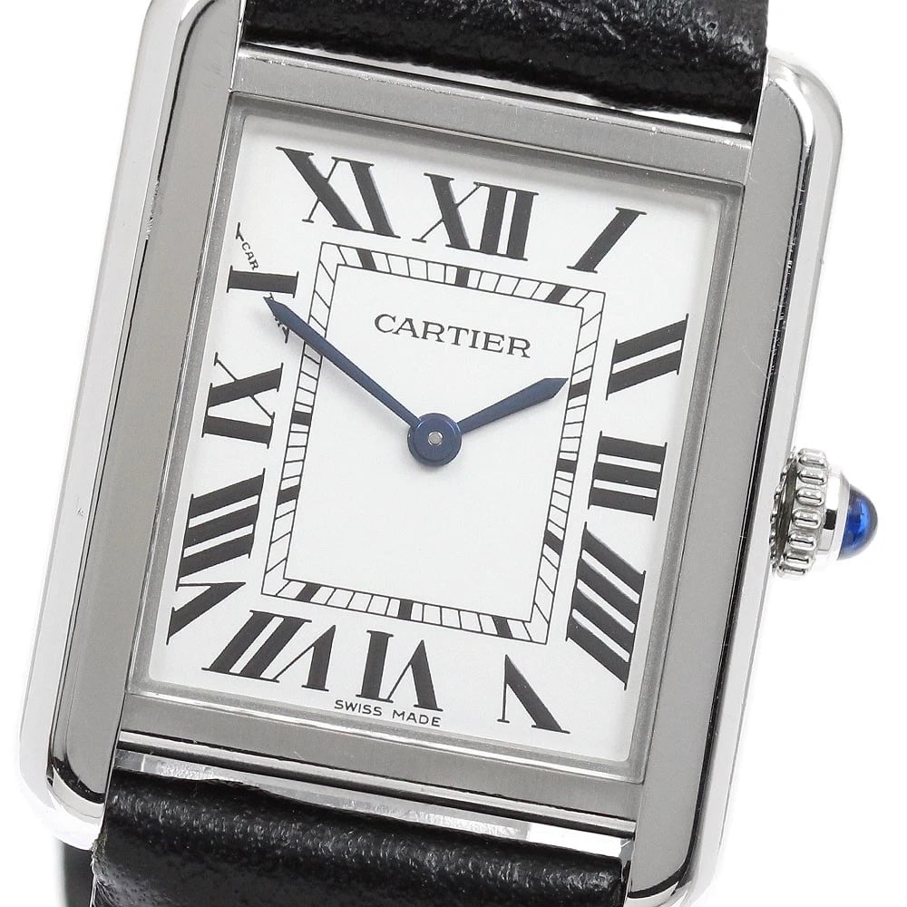CARTIER TANK SOLO SM SILVER DIAL QUARTZ WATCH: CARTIER Tank solo SM Silver Dial Quartz Watch Brand: CARTIER Type/Style: Wristwatch Material: Band Material leather, Case Material Stainless Steel Color: Band Color black, Case Color Silver, Dial