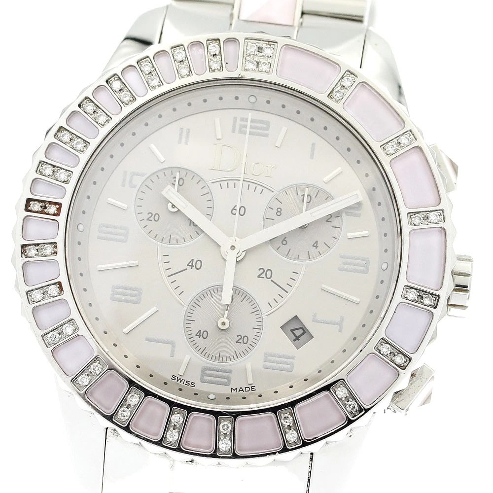 DIOR CRYSTAL CHRONOGRAPH SILVER DIAL QUARTZ WATCH: Dior crystal Chronograph Silver Dial Quartz Watch Brand: Dior Type/Style: Wristwatch Material: Band Material Stainless Steel, Case Material Stainless Steel Color: Band Color Silver, Case Color
