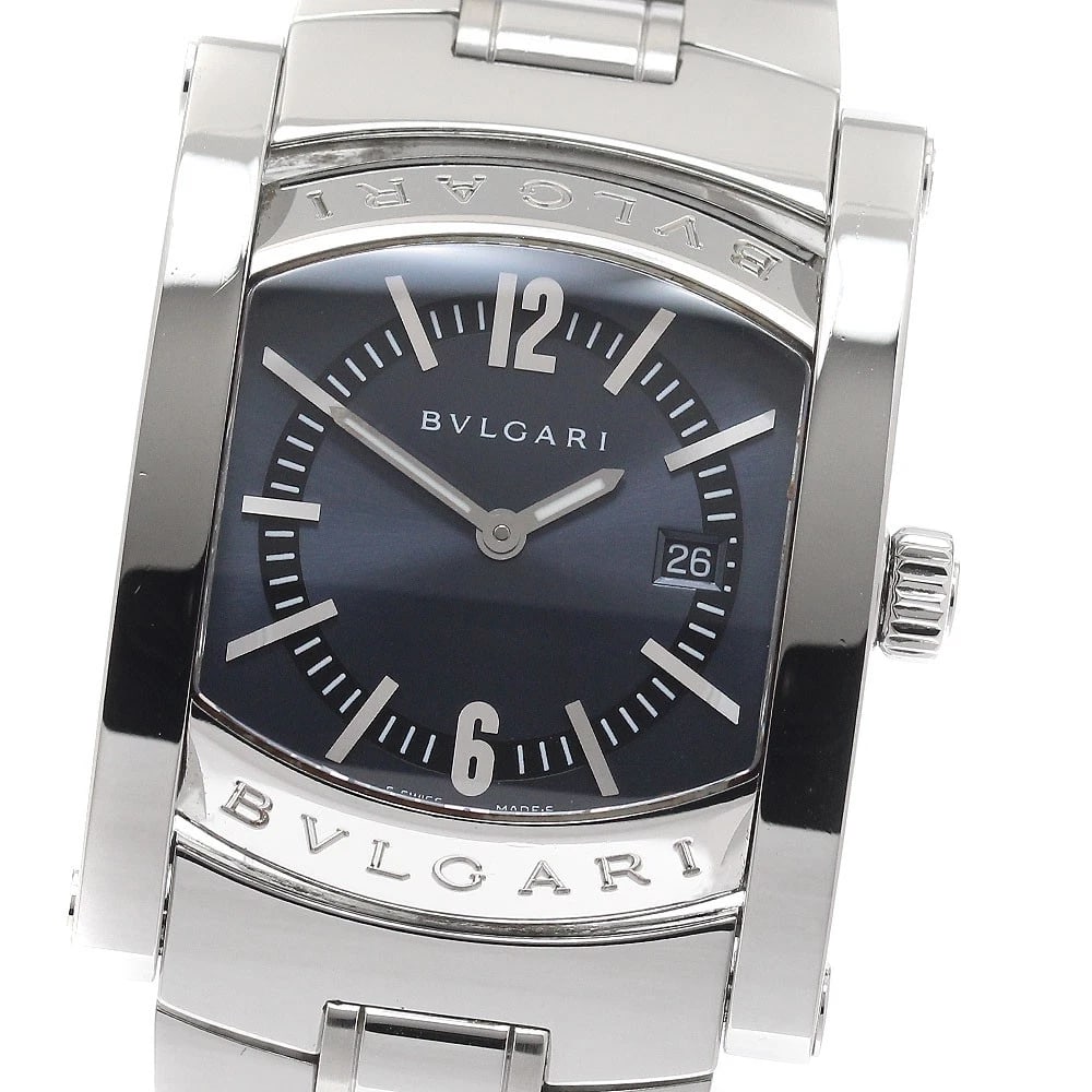 BVLGARI ASSIOMA DATE BLUE GRAY DIAL QUARTZ WATCH: BVLGARI Assioma Date Blue gray Dial Quartz Watch Brand: BVLGARI Type/Style: Wristwatch Material: Band Material Stainless Steel, Case Material Stainless Steel Color: Band Color Silver, Case Color Silve