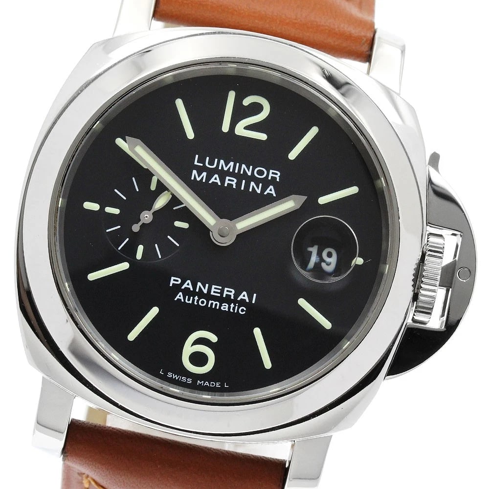 PANERAI LUMINOR MARINA SMALL SECONDS BLACK DIAL AUTOMATIC WATCH: PANERAI Luminor Marina Small seconds black Dial Automatic Watch Brand: PANERAI Type/Style: Wristwatch Material: Band Material leather, Case Material Stainless Steel Color: Band Color Brown, Case