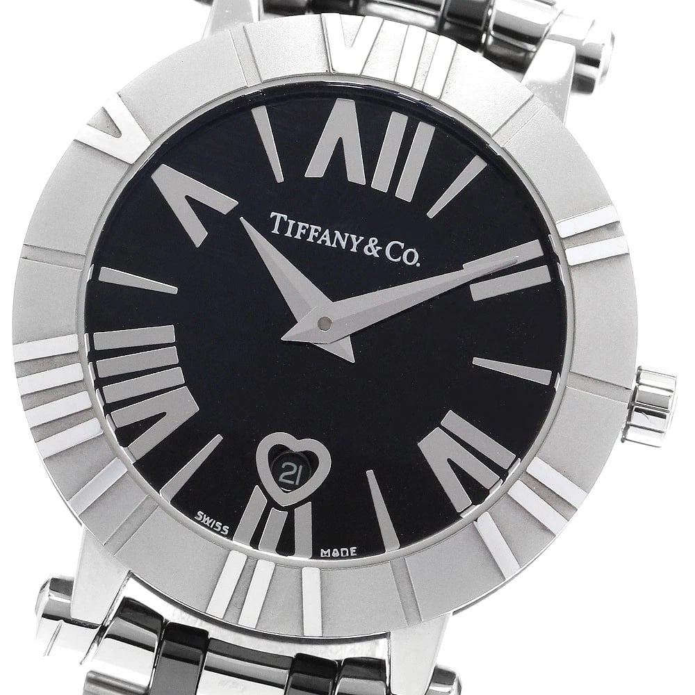 TIFFANY&CO. ATLAS DATE BLACK DIAL QUARTZ WATCH: TIFFANY&Co. Atlas Date black Dial Quartz Watch Brand: TIFFANY&Co. Type/Style: Wristwatch Material: Band Material Stainless Steel / ceramic, Case Material Stainless Steel / ceramic Color: Band Color