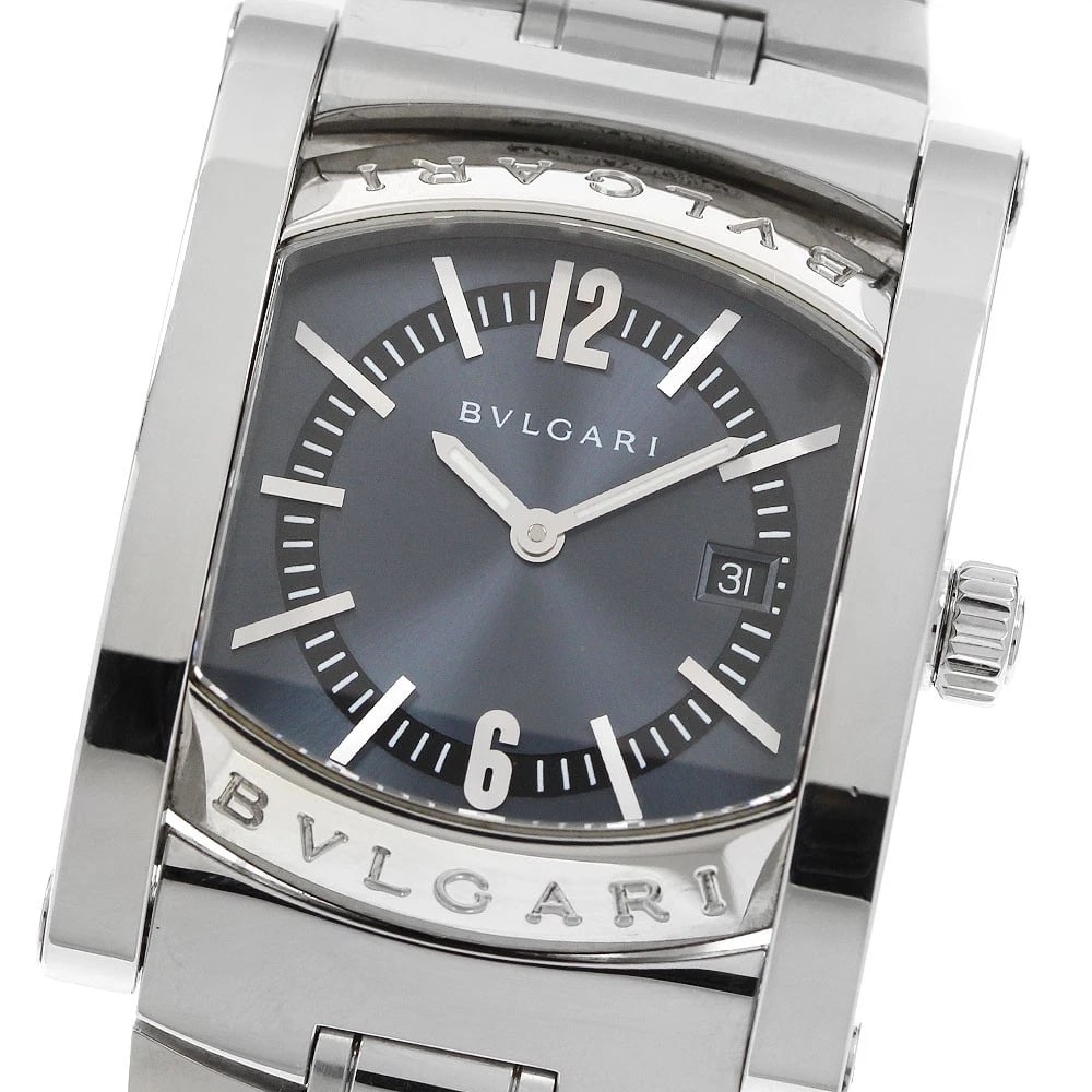 BVLGARI ASSIOMA DATE BLUE GRAY DIAL QUARTZ WATCH: BVLGARI Assioma Date Blue gray Dial Quartz Watch Brand: BVLGARI Type/Style: Wristwatch Material: Band Material Stainless Steel, Case Material Stainless Steel Color: Band Color Silver, Case Color