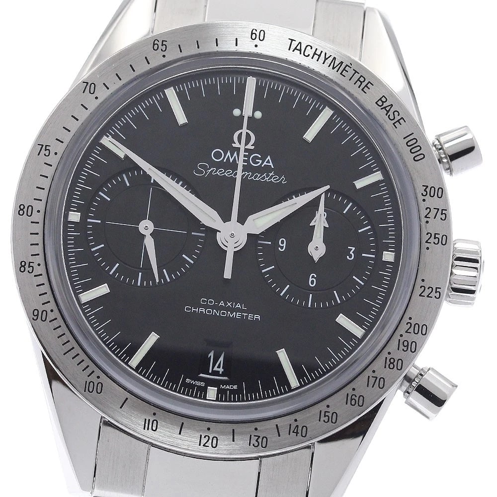 OMEGA SPEEDMASTER CO-AXIAL AUTOMATIC WATCH: OMEGA Speedmaster Co-Axial Automatic Watch Brand: OMEGA Type/Style: Wristwatch Material: Band Material Stainless Steel, Case Material Stainless Steel Color: Band Color Silver, Case Color Silver, Dial 