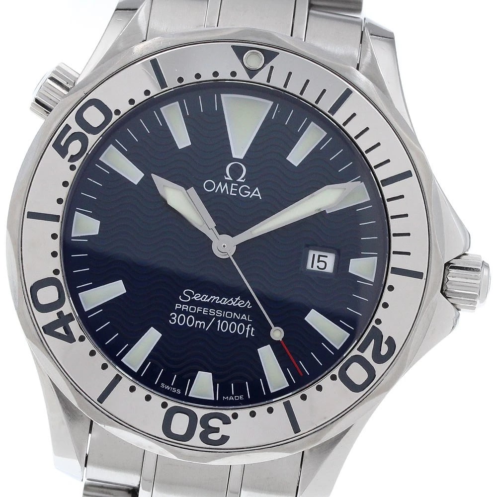 OMEGA SEAMASTER DATE BLUE DIAL QUARTZ WATCH: OMEGA Seamaster Date blue Dial Quartz Watch Brand: OMEGA Type/Style: Wristwatch Material: Band Material Stainless Steel, Case Material Stainless Steel Color: Band Color Silver, Case Color Silver,