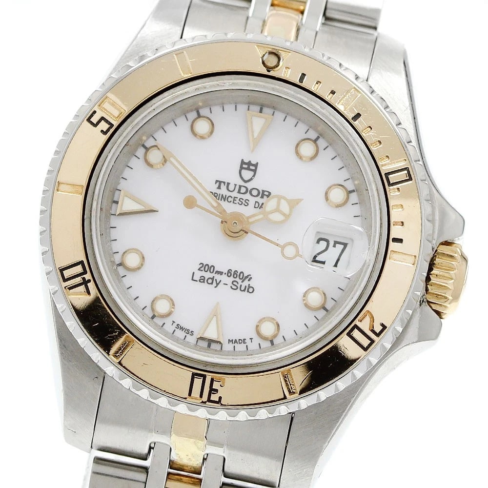 TUDOR PRINCESS DATE WHITE DIAL AUTOMATIC WATCH: TUDOR Princess Date white Dial Automatic Watch Brand: TUDOR Type/Style: Wristwatch Material: Band Material Stainless Steel/Gold Plated, Case Material Stainless Steel/Gold Plated Color: Band Color Gold