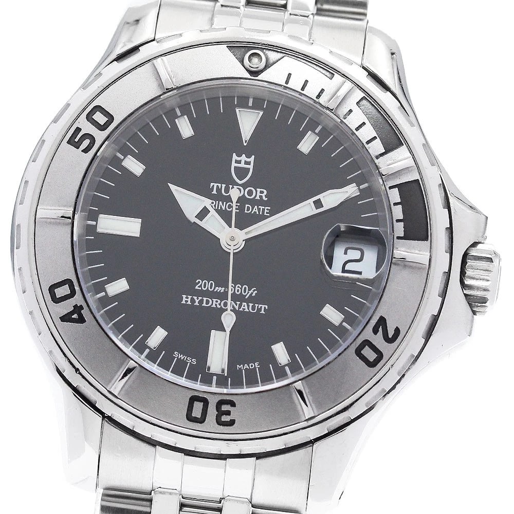 TUDOR PRINCE DATE HYDRONAUT BLACK DIAL AUTOMATIC WATCH: TUDOR Prince Date Hydronaut black Dial Automatic Watch Brand: TUDOR Type/Style: Wristwatch Material: Band Material Stainless Steel, Case Material Stainless Steel Color: Band Color Silver, Case Color