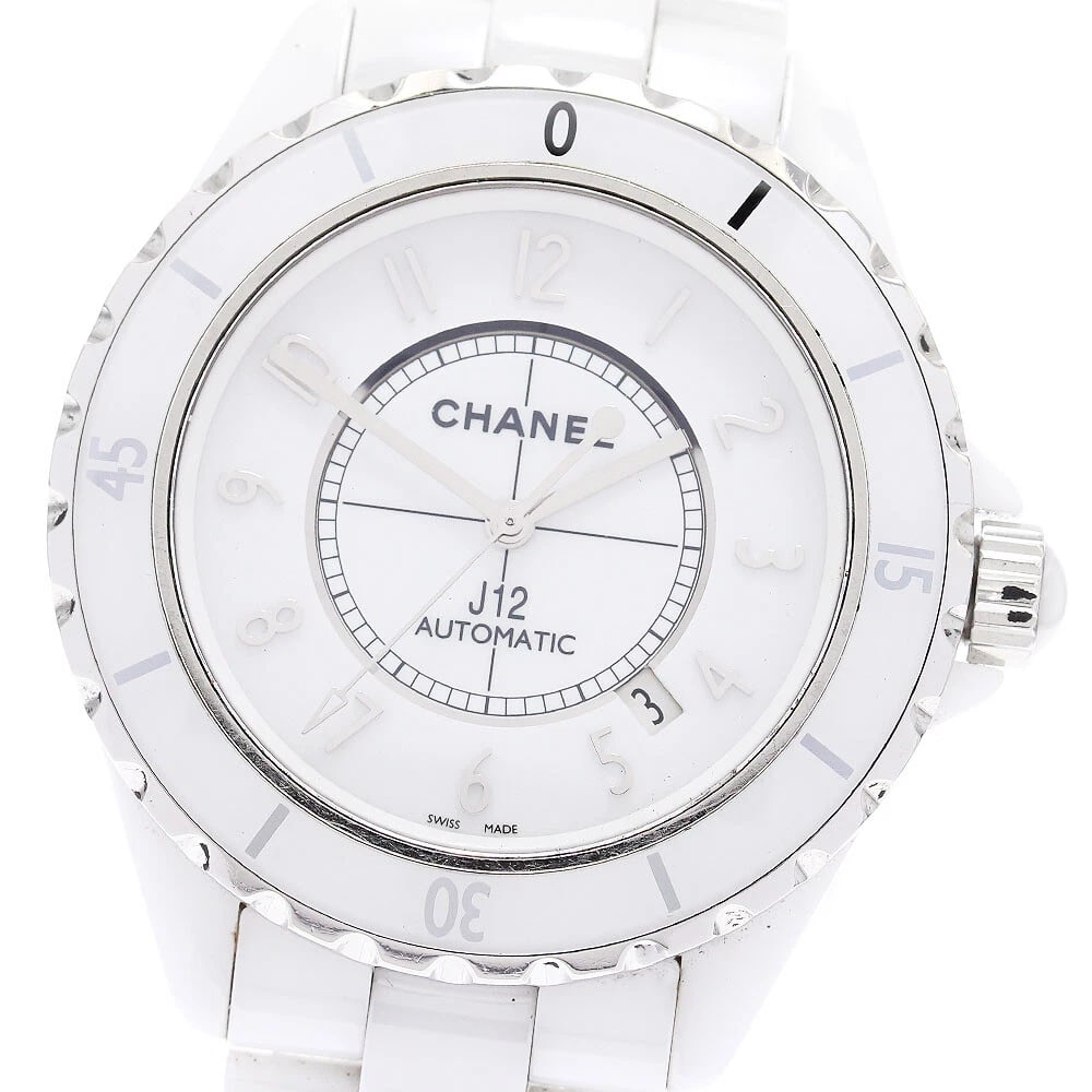 CHANEL J12 WHITE CERAMIC WHITE DIAL AUTOMATIC WATCH: CHANEL J12 White Ceramic white Dial Automatic Watch Brand: CHANEL Type/Style: Wristwatch Material: Band Material ceramic, Case Material Stainless Steel / ceramic Color: Band Color white, Case Color Si