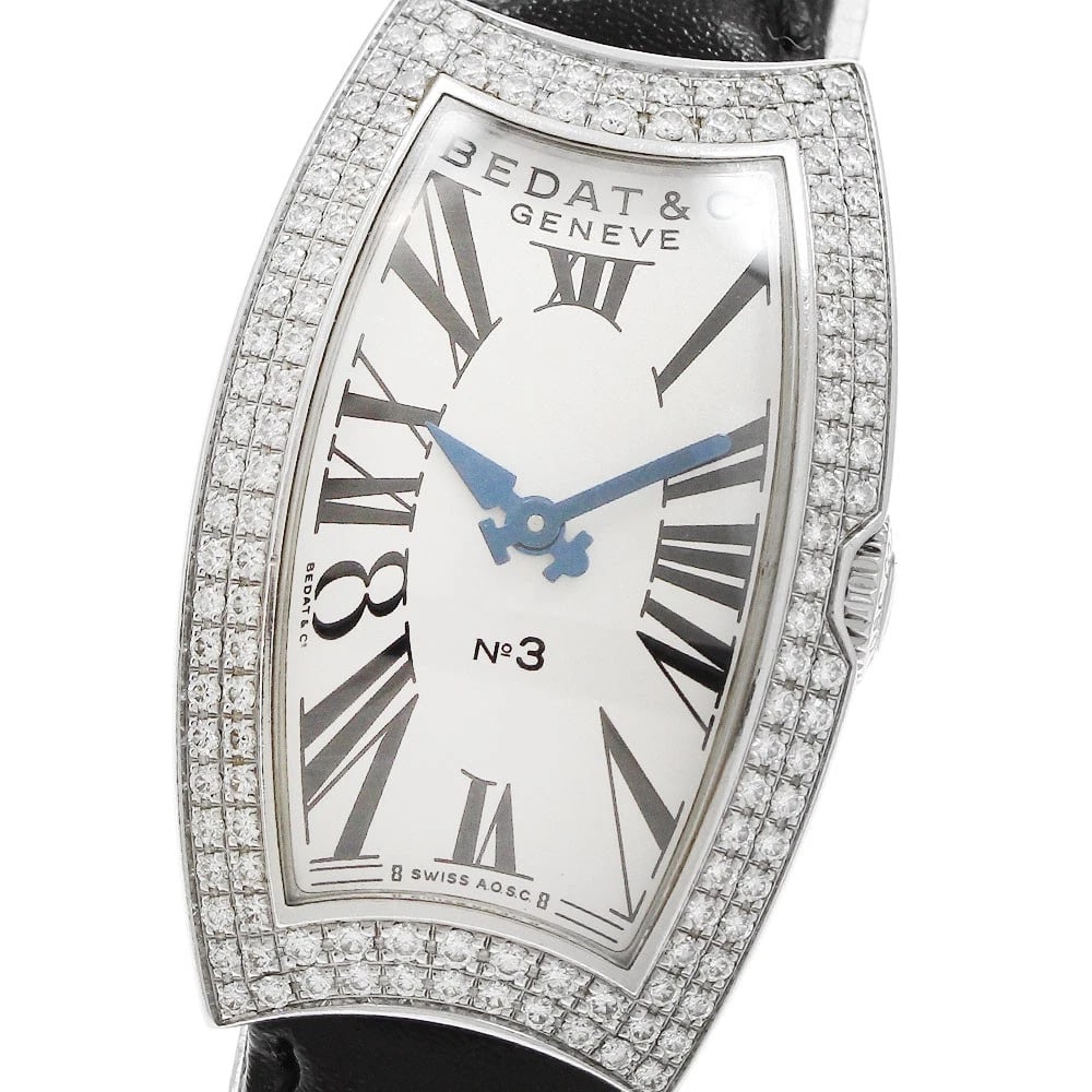 BEDAT&CO DIAMOND BEZEL SILVER DIAL QUARTZ WATCH: BEDAT&Co Diamond Bezel Silver Dial Quartz Watch Brand: BEDAT&Co Type/Style: Wristwatch Material: Band Material leather, Case Material Stainless Steel Color: Band Color black, Case Color Silver, Dial C