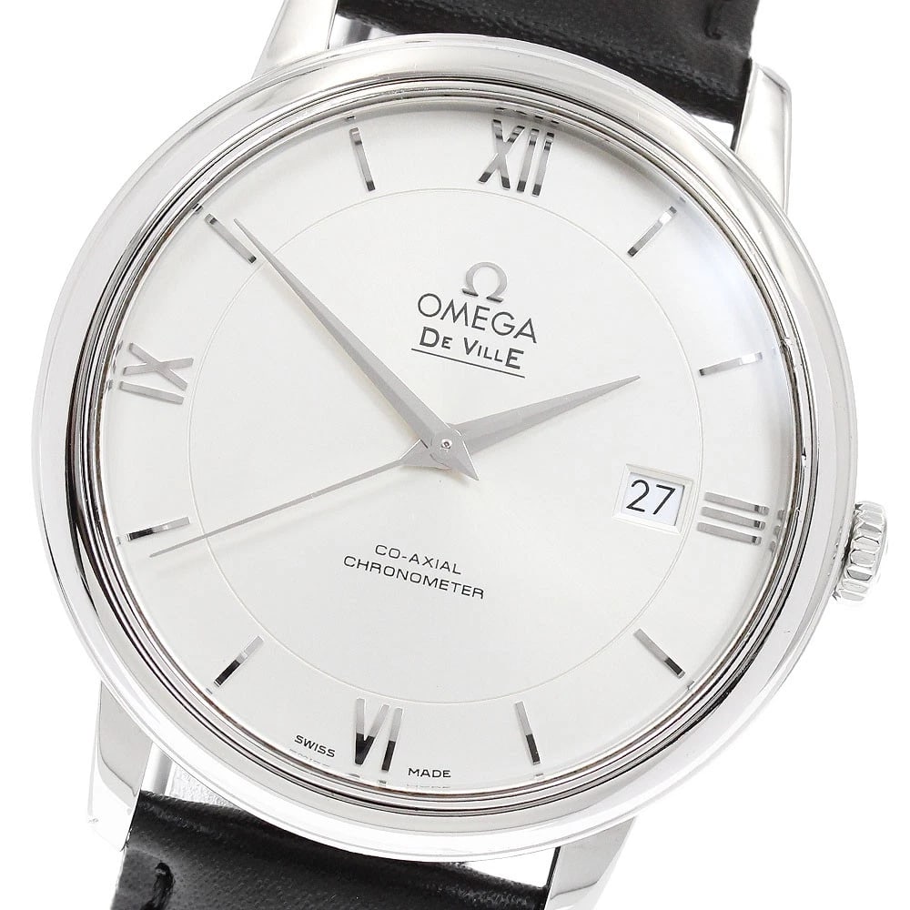 OMEGA DE VILLE PRESTIGE COAXIAL SILVER DIAL WATCH: OMEGA De Ville Prestige Coaxial Silver Dial Watch Brand: OMEGA Type/Style: Wristwatch Material: Band Material leather, Case Material Stainless Steel Color: Band Color black, Case Color Silver, Dial Co