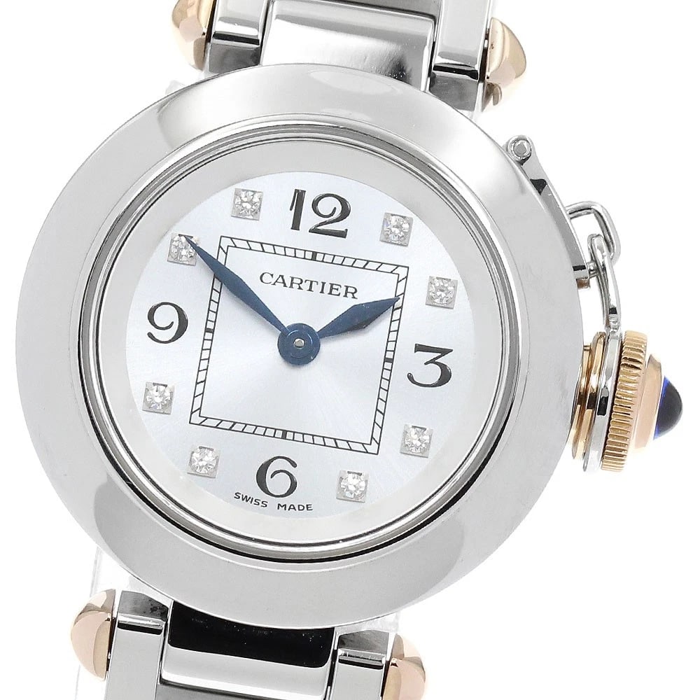 CARTIER MISPACHA DIAMOND SILVER DIAL QUARTZ WATCH: CARTIER Mispacha diamond Silver Dial Quartz Watch Brand: CARTIER Type/Style: Wristwatch Material: Band Material Stainless Steel/PG, Case Material Stainless Steel/PG Color: Band Color Silver / Pink