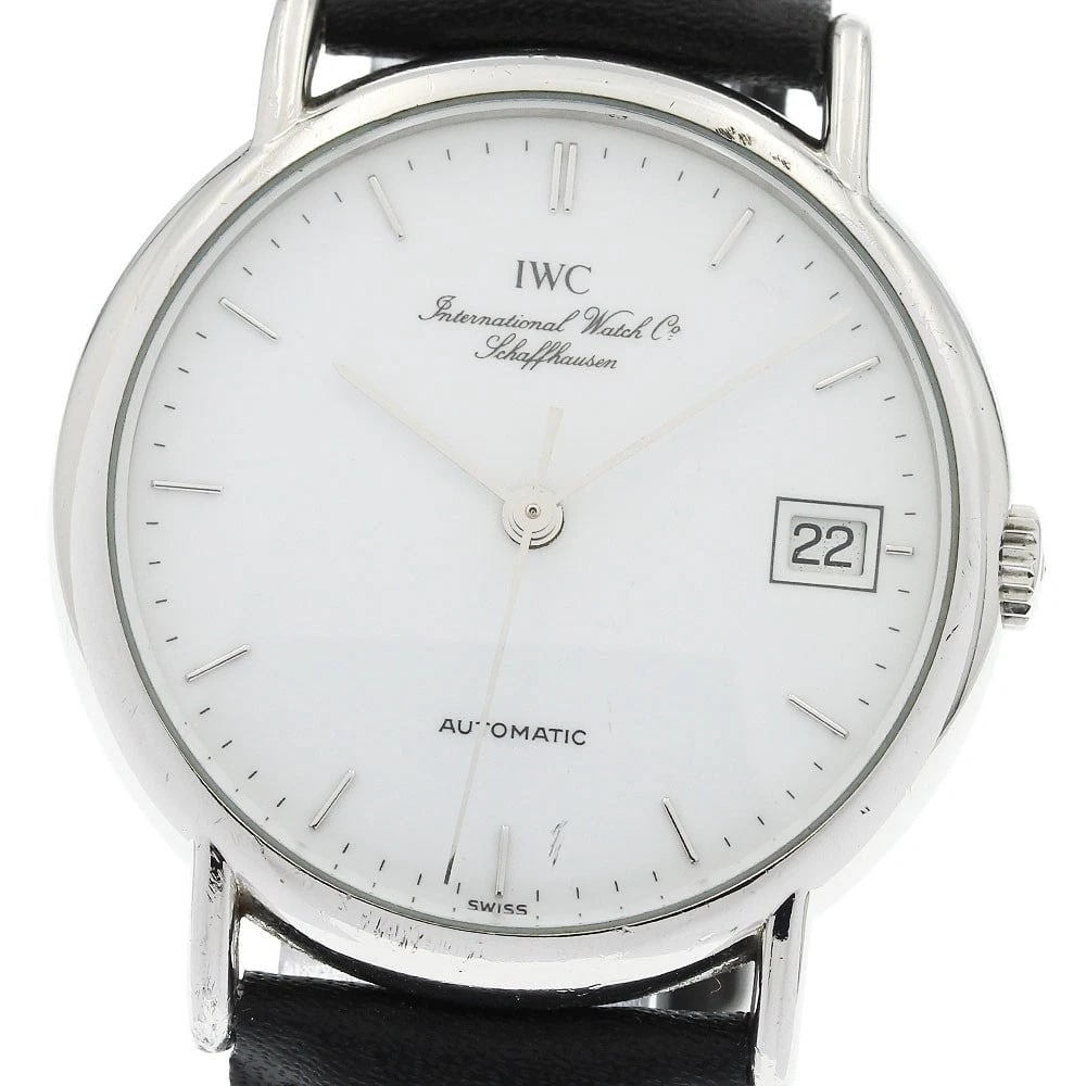 IWC SCHAFFHAUSEN PORTOFINO DATE WHITE DIAL AUTOMATIC WATCH: IWC SCHAFFHAUSEN Portofino Date white Dial Automatic Watch Brand: IWC SCHAFFHAUSEN Type/Style: Wristwatch Material: Band Material leather, Case Material Stainless Steel Color: Band Color black, Case