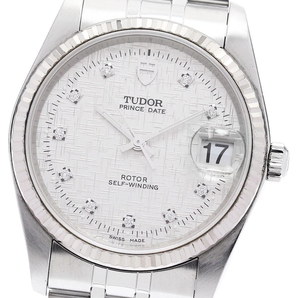 TUDOR PRINCE DATE WG BEZEL DIAMOND SILVER DIAL AUTOMATIC WATCH: TUDOR Prince Date WG bezel diamond Silver Dial Automatic Watch Brand: TUDOR Type/Style: Wristwatch Material: Band Material Stainless Steel, Case Material Stainless Steel/WG Color: Band Color Silver,
