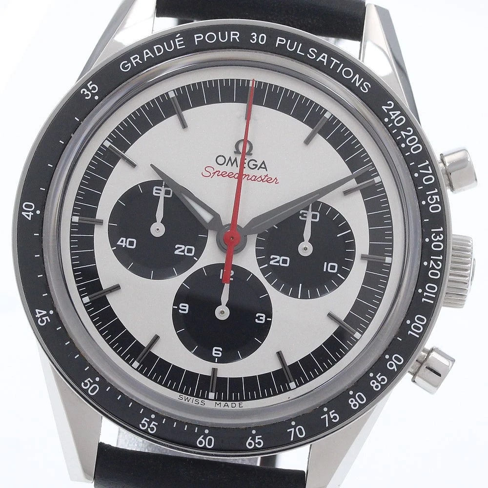 OMEGA SPEEDMASTER MOONWATCH LIMITED EDITION WATCH: OMEGA Speedmaster Moonwatch Limited Edition Watch Brand: OMEGA Type/Style: Wristwatch Material: Band Material leather, Case Material Stainless Steel Color: Band Color black, Case Color Silver, Dial