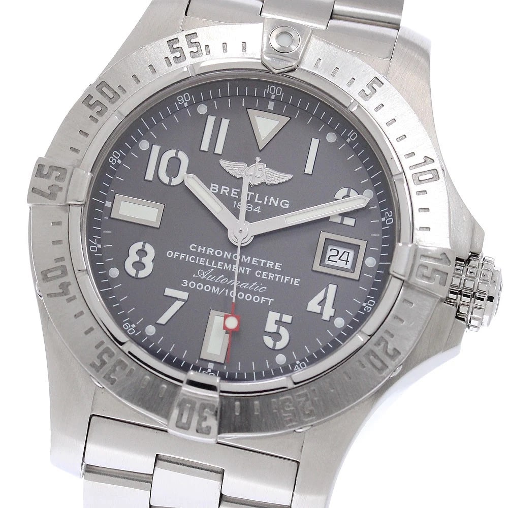 BREITLING AVENGER SEAWOLF DATE GRAY DIAL AUTOMATIC WATCH: BREITLING Avenger Seawolf Date gray Dial Automatic Watch Brand: BREITLING Type/Style: Wristwatch Material: Band Material Stainless Steel, Case Material Stainless Steel Color: Band Color Silver, Case C