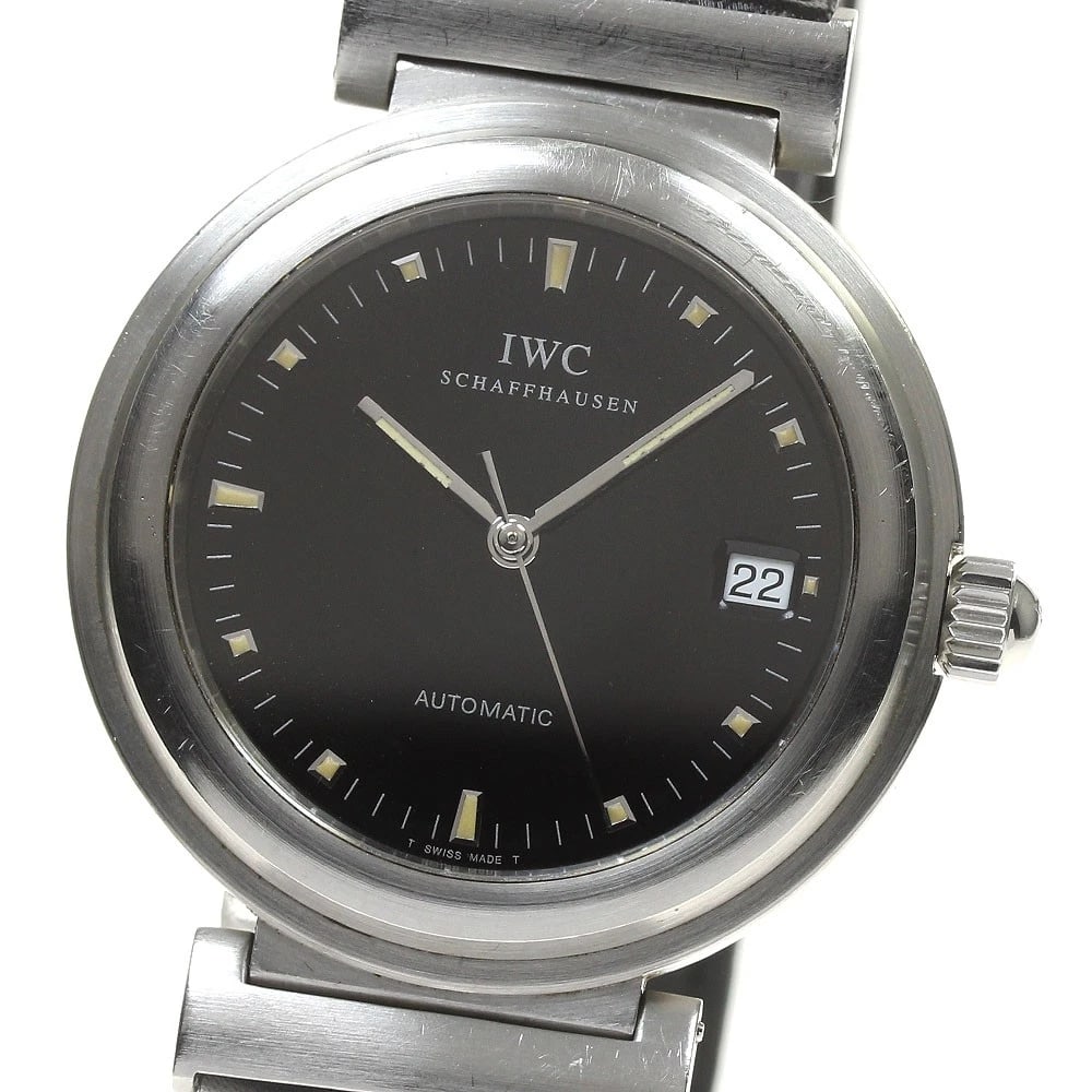 IWC SCHAFFHAUSEN DA VINCI SL DATE BLACK DIAL WATCH: IWC SCHAFFHAUSEN Da Vinci SL Date black Dial Watch Brand: IWC SCHAFFHAUSEN Type/Style: Wristwatch Material: Band Material leather, Case Material Stainless Steel Color: Band Color black, Case Color