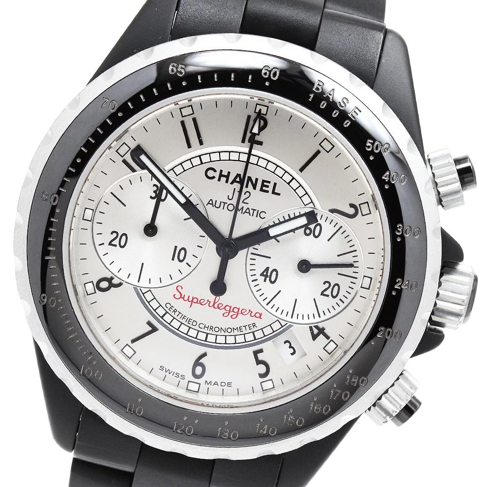 CHANEL J12 SUPER REGGERA CHRONOGRAPH DATE AUTOMATIC WATCH: CHANEL J12 Super Reggera Chronograph Date Automatic Watch Brand: CHANEL Type/Style: Wristwatch Material: Band Material Rubber / Stainless Steel, Case Material Aluminum/Ceramic/Titanium Color: Band