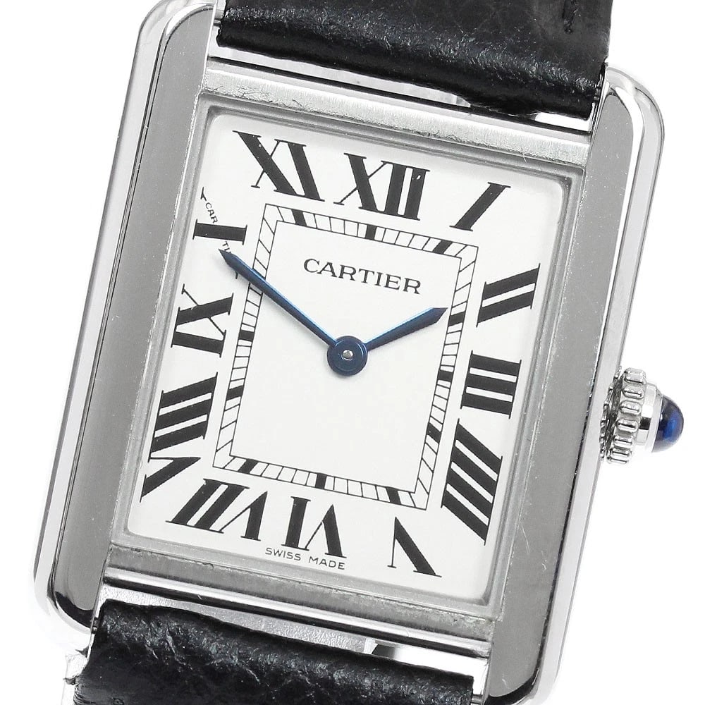 CARTIER TANK SOLO SM SILVER DIAL QUARTZ WATCH: CARTIER Tank solo SM Silver Dial Quartz Watch Brand: CARTIER Type/Style: Wristwatch Material: Band Material leather, Case Material Stainless Steel Color: Band Color black, Case Color Silver, Dial