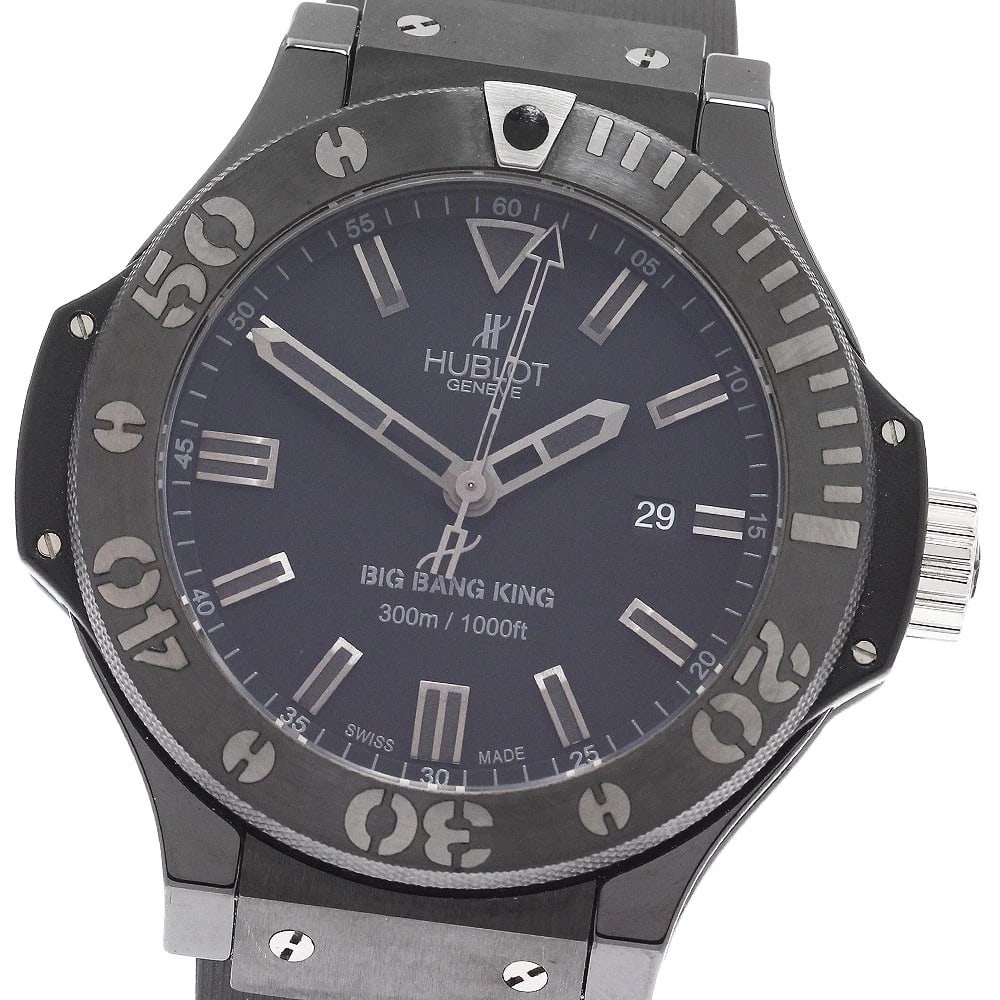 HUBLOT BIG BANG KING ICE BANG AUTOMATIC WATCH: HUBLOT Big Bang King Ice Bang Automatic Watch Brand: HUBLOT Type/Style: Wristwatch Material: Band Material rubber, Case Material Ceramic / titanium Color: Band Color black, Case Color black, Dial