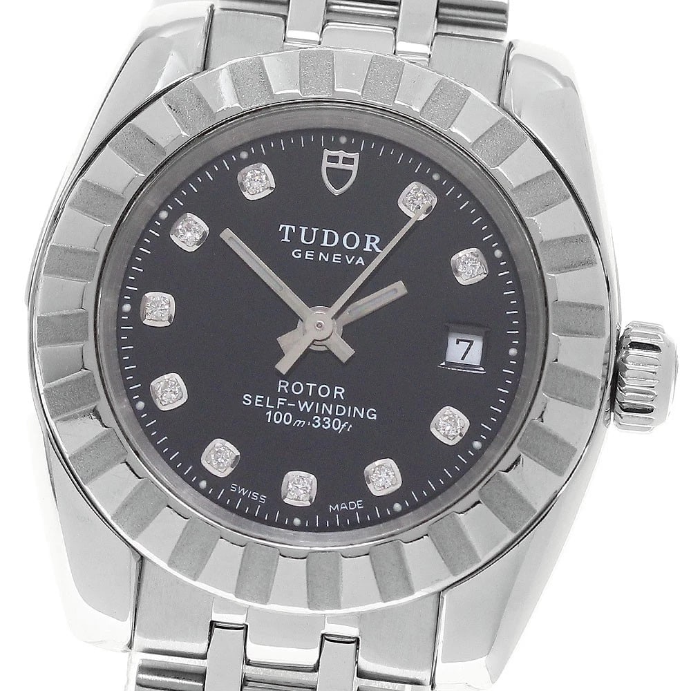 TUDOR CLASSIC DATE DIAMOND BLACK DIAL AUTOMATIC WATCH: TUDOR Classic Date diamond black Dial Automatic Watch Brand: TUDOR Type/Style: Wristwatch Material: Band Material Stainless Steel, Case Material Stainless Steel Color: Band Color Silver, Case Color