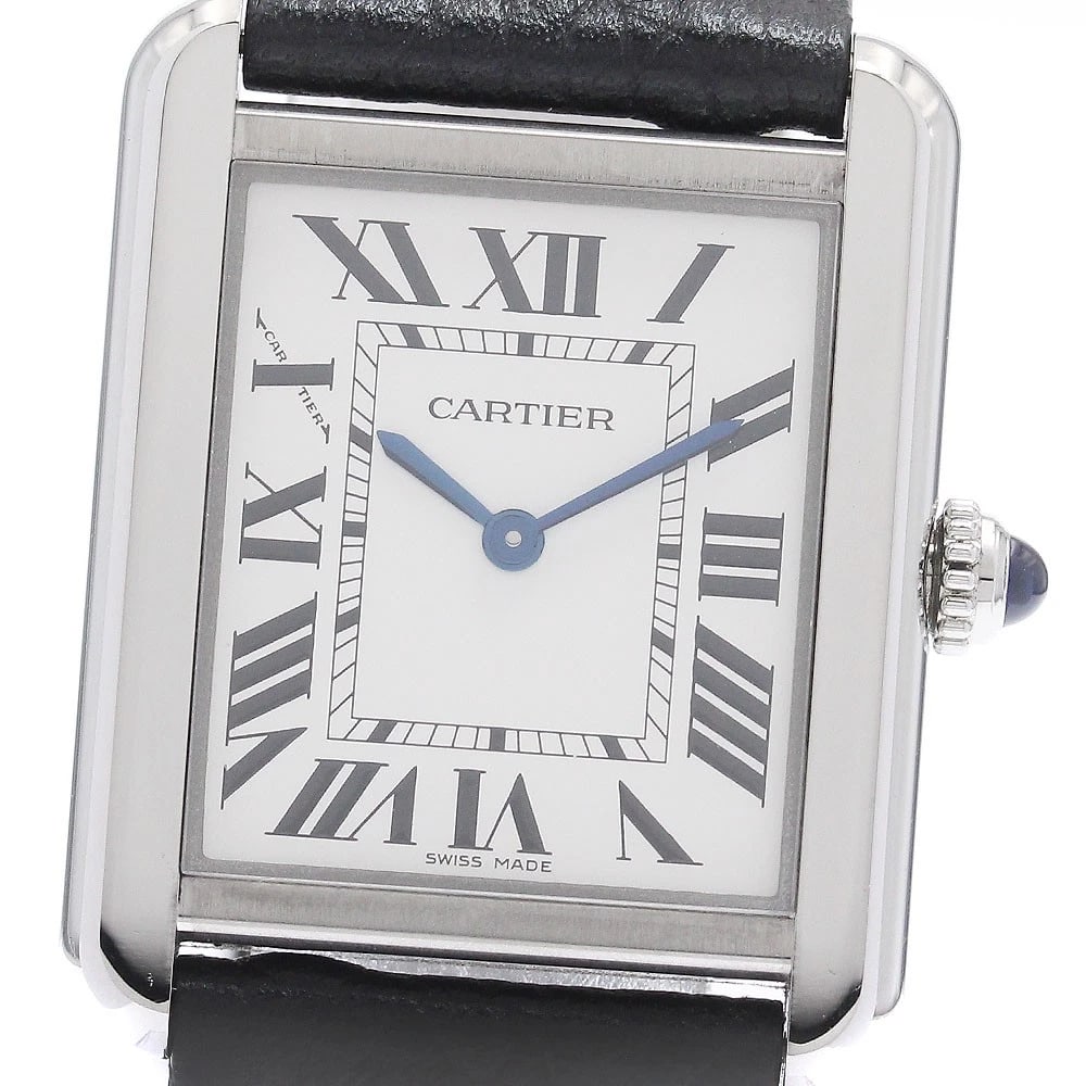 CARTIER TANK SOLO SM SILVER DIAL QUARTZ WATCH: CARTIER Tank solo SM Silver Dial Quartz Watch Brand: CARTIER Type/Style: Wristwatch Material: Band Material leather, Case Material Stainless Steel Color: Band Color black, Case Color Silver, Dial