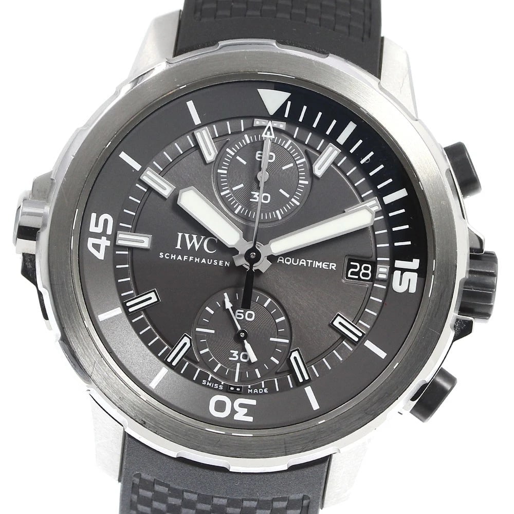IWC SCHAFFHAUSEN AQUATIMER SHARK CHRONOGRAPH AUTOMATIC WATCH: IWC SCHAFFHAUSEN aquatimer shark Chronograph Automatic Watch Brand: IWC SCHAFFHAUSEN Type/Style: Wristwatch Material: Band Material rubber, Case Material Stainless Steel Color: Band Color black, Case 