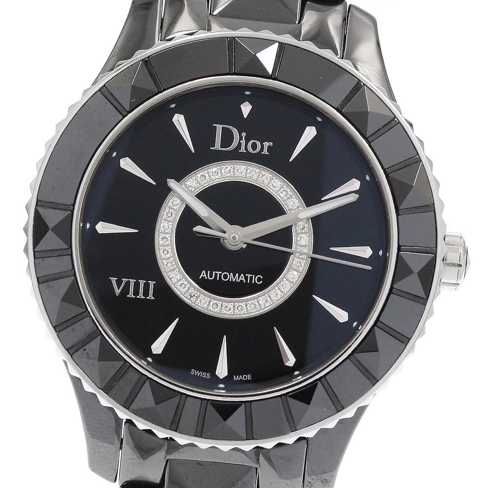 DIOR VIII DIAMOND BLACK DIAL AUTOMATIC WATCH: Dior VIII Diamond black Dial Automatic Watch Brand: Dior Type/Style: Wristwatch Material: Band Material Ceramic / Stainless Steel, Case Material Ceramic / Stainless Steel Color: Band Color black,