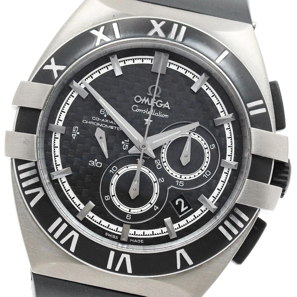 OMEGA CONSTELLATION MISSION HILLS WORLD CUP WATCH: OMEGA Constellation Mission Hills World Cup Watch Brand: OMEGA Type/Style: Wristwatch Material: Band Material rubber, Case Material titanium Color: Band Color black, Case Color Silver / Black, Dial