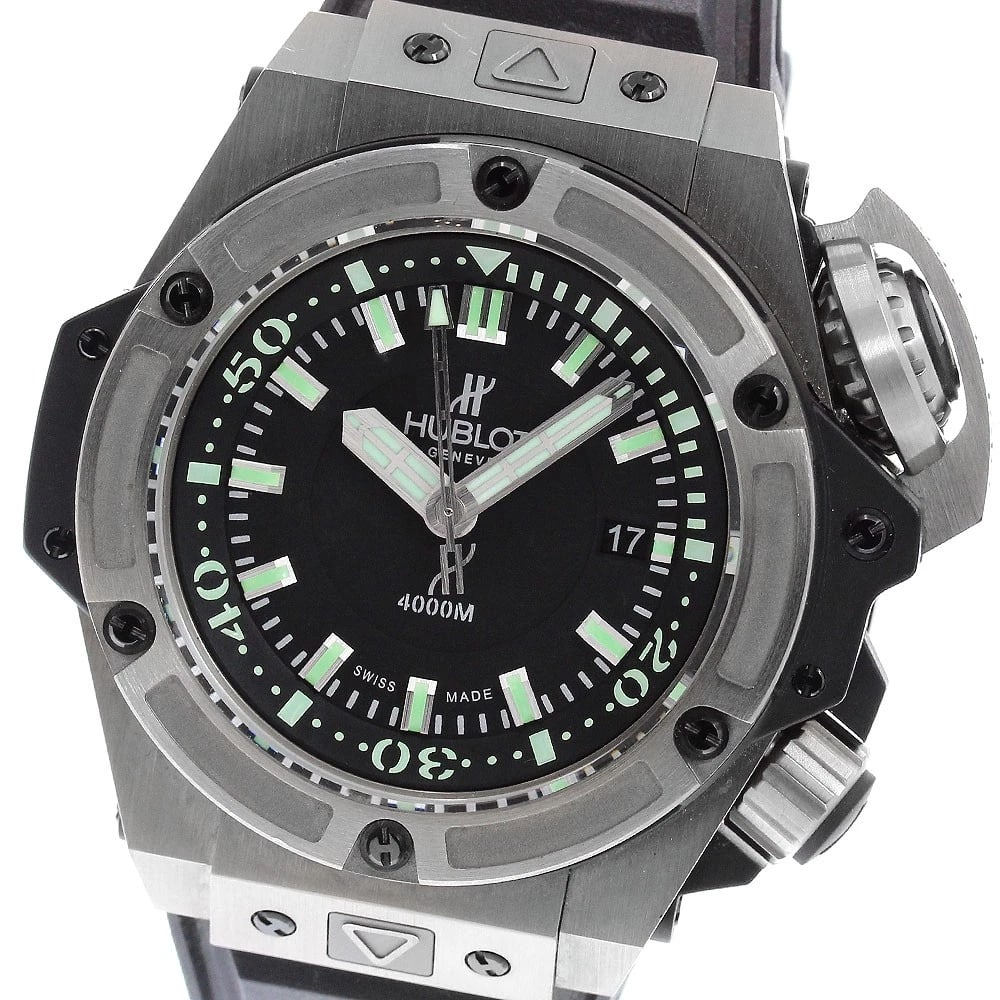 HUBLOT OCEANOGRAPHIC KING POWER AUTOMATIC WATCH: HUBLOT Oceanographic King Power Automatic Watch Brand: HUBLOT Type/Style: Wristwatch Material: Band Material rubber, Case Material titanium Color: Band Color black, Case Color Silver, Dial Color black