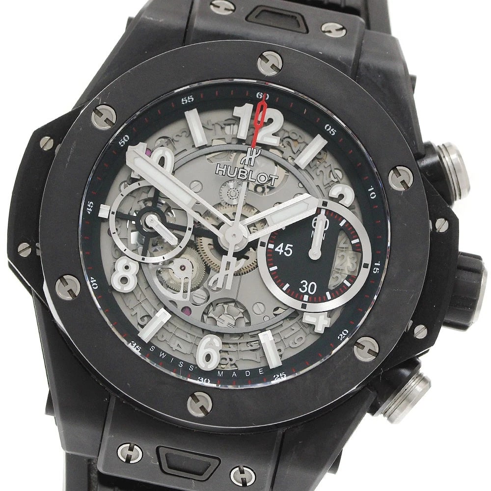 HUBLOT BIG BANG UNICO BLACK MAGIC AUTOMATIC WATCH: HUBLOT Big Bang Unico Black Magic Automatic Watch Brand: HUBLOT Type/Style: Wristwatch Material: Band Material rubber, Case Material ceramic Color: Band Color black, Case Color black, Dial Color