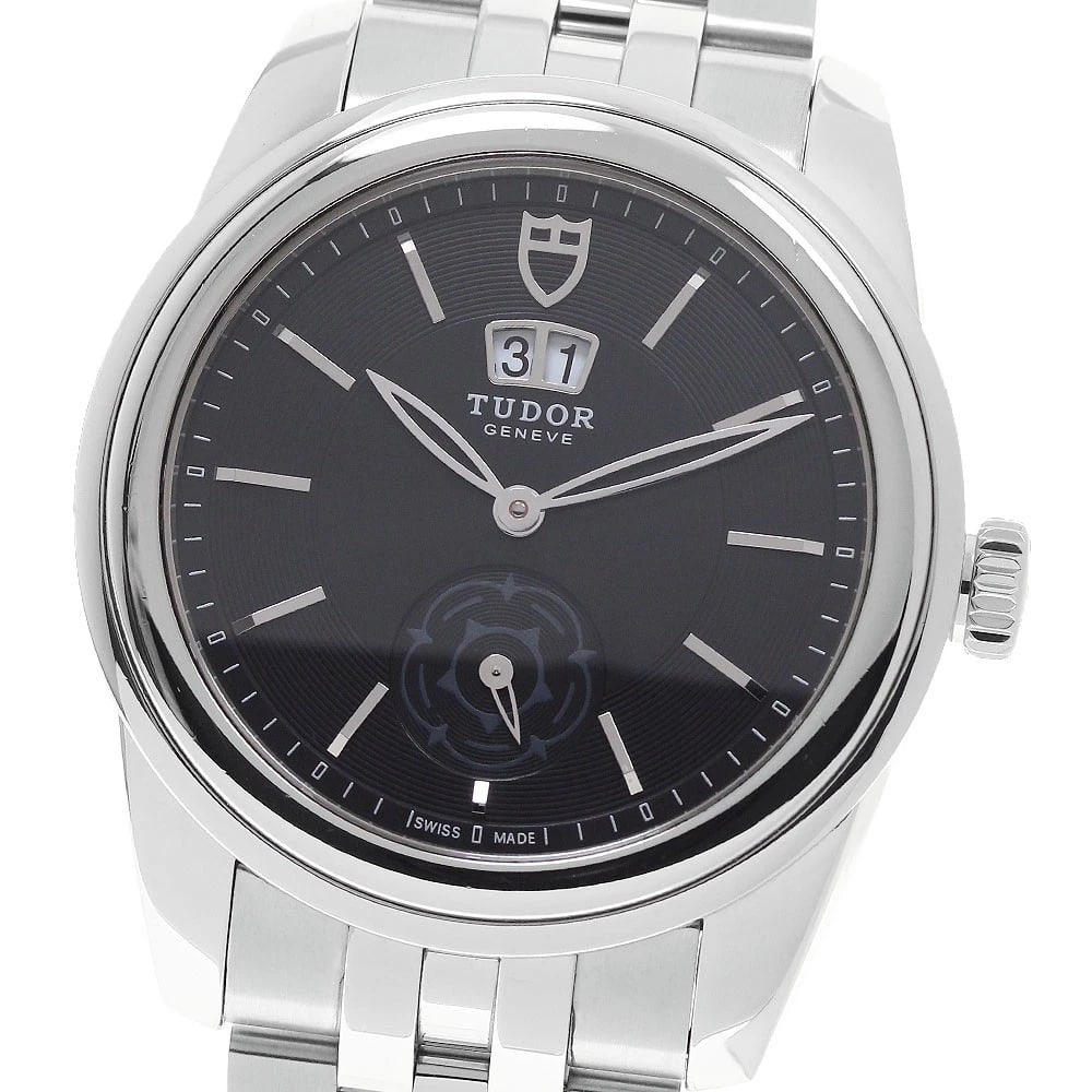 TUDOR GLAMOUR DOUBLE DATE BLACK DIAL AUTOMATIC WATCH: TUDOR Glamour Double date black Dial Automatic Watch Brand: TUDOR Type/Style: Wristwatch Material: Band Material Stainless Steel, Case Material Stainless Steel Color: Band Color Silver, Case Color Sil