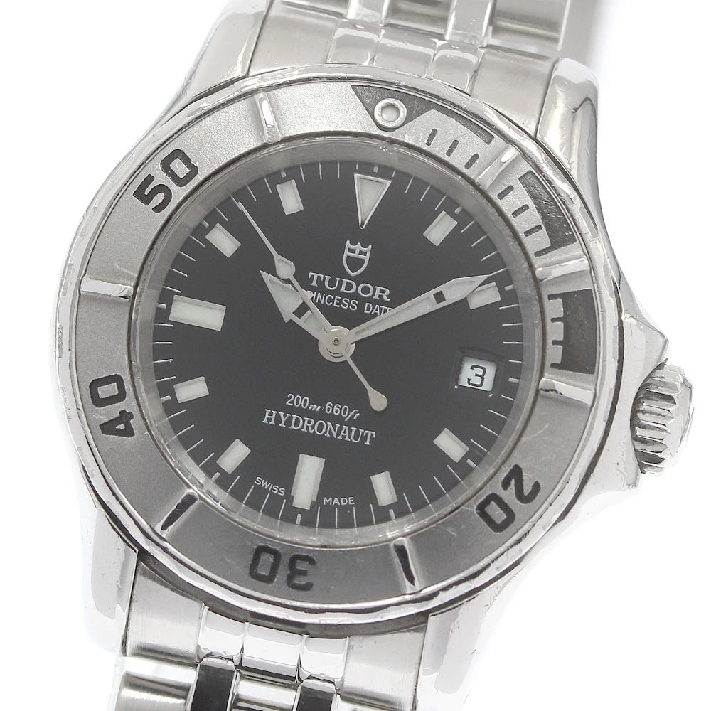 TUDOR PRINCESS DATE HYDRO NOTE DATE BLACK DIAL AUTOMATIC WATCH: TUDOR Princess Date Hydro Note Date black Dial Automatic Watch Brand: TUDOR Type/Style: Wristwatch Material: Band Material Stainless Steel, Case Material Stainless Steel Color: Band Color Silver,