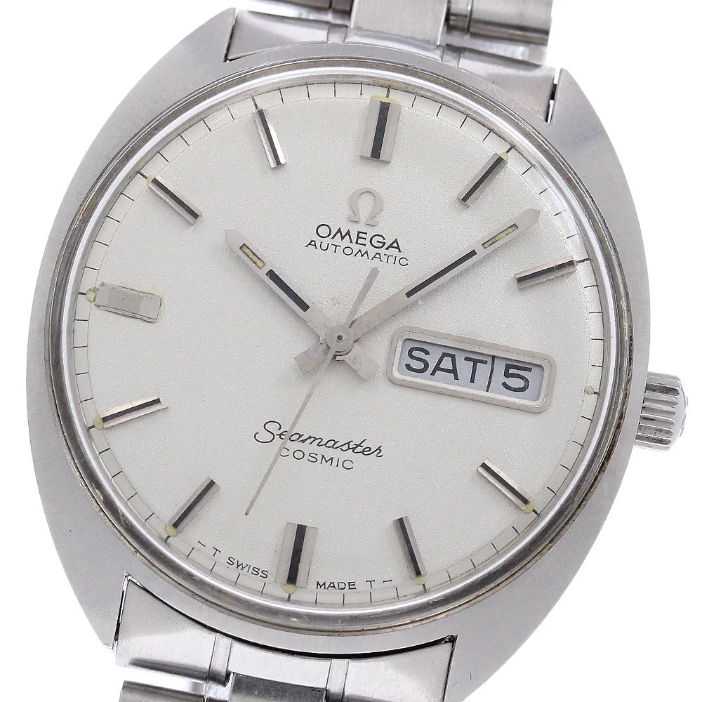 OMEGA SEAMASTER COSMIC DAY DATE SILVER DIAL WATCH: OMEGA Seamaster Cosmic Day date Silver Dial Watch Brand: OMEGA Type/Style: Wristwatch Material: Band Material Stainless Steel, Case Material Stainless Steel Color: Band Color Silver, Case Color
