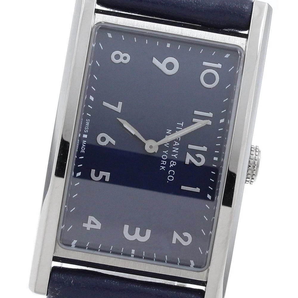 TIFFANY&CO. EAST WEST MINI NAVY DIAL QUARTZ WATCH (1 of 4)