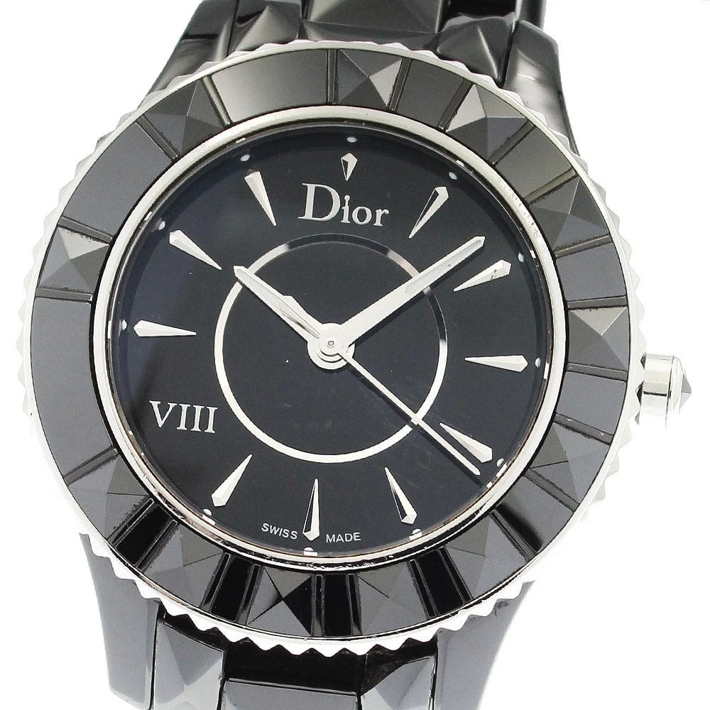 DIOR YUIT DIAMOND BLACK DIAL QUARTZ WATCH: Dior Yuit Diamond black Dial Quartz Watch Brand: Dior Type/Style: Wristwatch Material: Band Material ceramic, Case Material ceramic Color: Band Color black, Case Color black, Dial Color black Size: