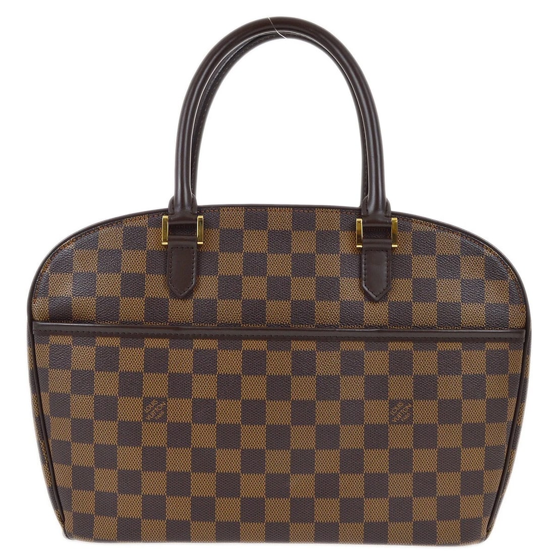 LOUIS VUITTON DAMIER SARRIA HORIZONTAL HANDBAG: Louis Vuitton Damier Sarria Horizontal Handbag Brand: Louis Vuitton Type/Style: Hand Bag Material: Damier Canvas, Leather Color: Ebene x Brown Size: W 11.8 x H 9.8 x D 3.5inch Accessories: None