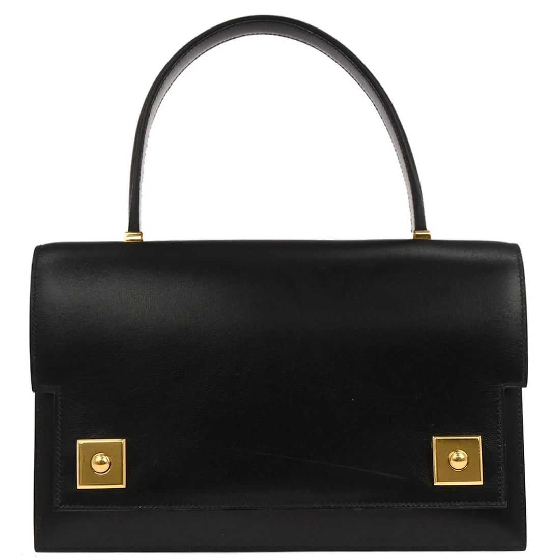 HERMES BLACK BOX CALF PIANO HANDBAG: Hermes Black Box Calf Piano Handbag Brand: HERMES Type/Style: Satchel/Top Handle Bag Material: Box Calf Color: Black Size: W 9.8 x H 6.3 x D 3.1inch Accessories: None Accessories Notice: W