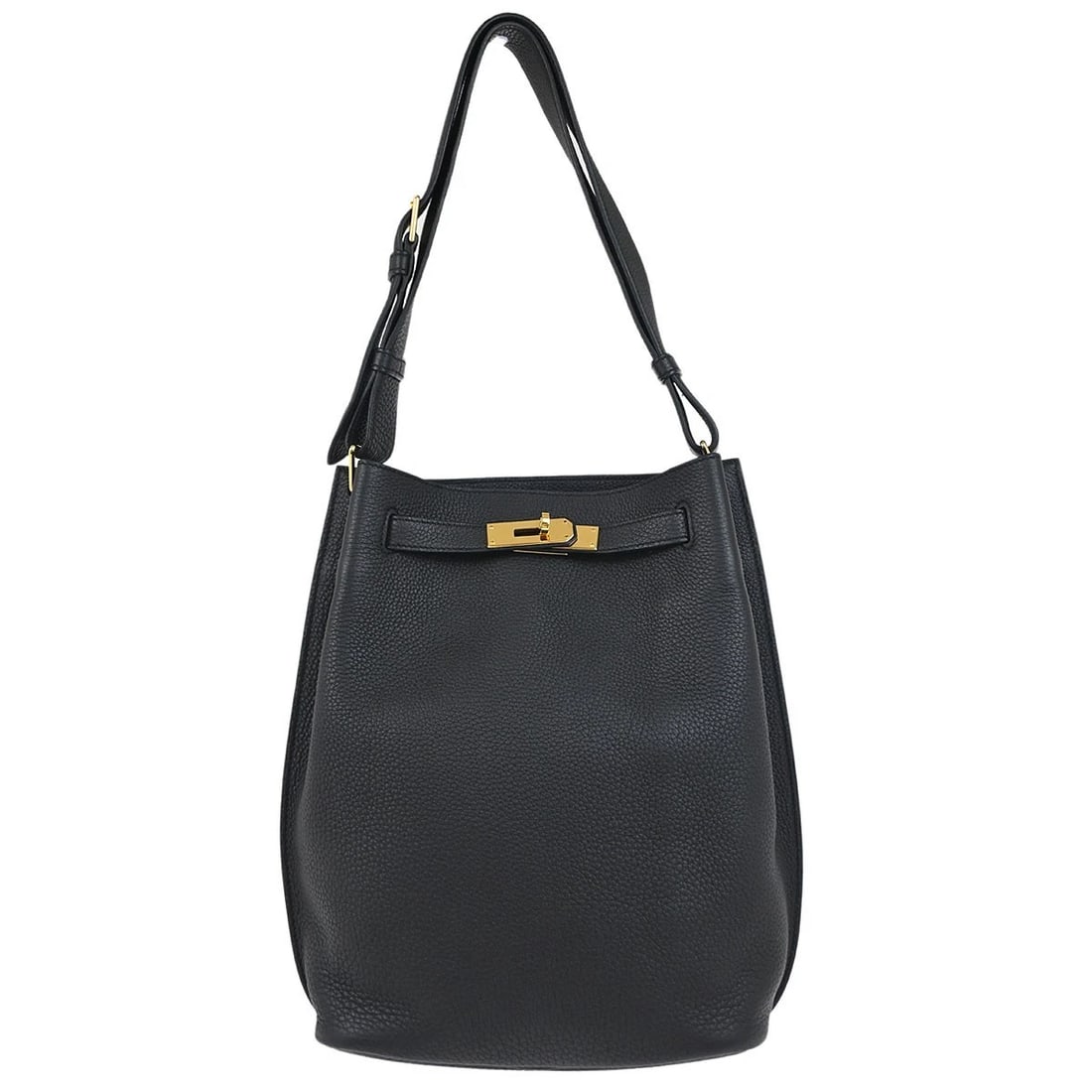 HERMES BLACK TOGO SO KELLY SHOULDER BAG: Hermes Black Togo So Kelly Shoulder Bag Brand: HERMES Type/Style: Shoulder Bag Material: Togo leather Color: Black Size: W 9.1 x H 11.4 x D 4.7inch Accessories: None Accessories Notice: Wh