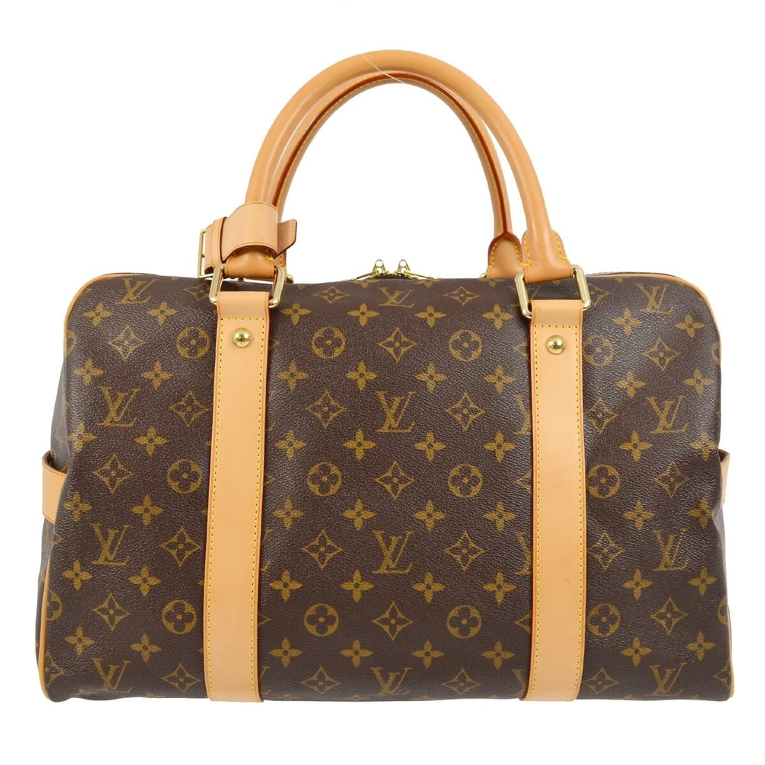 LOUIS VUITTON MONOGRAM CARRYALL DUFFLE BAG: Louis Vuitton Monogram Carryall Duffle Bag Brand: Louis Vuitton Type/Style: Duffle Material: Monogram Canvas, Leather Color: Brown Size: W 16.1 x H 10.6 x D 8.7inch Accessories: None Accessories